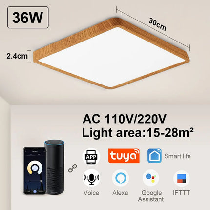 Plafonnier LED carré connecté avec commande vocale Alexa et Google — LZ4X9P