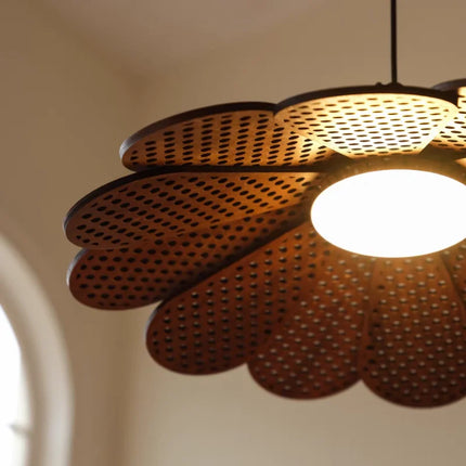 Suspension japonaise en bois forme pétale pour intérieur chaleureux — LZ4F7XQ
