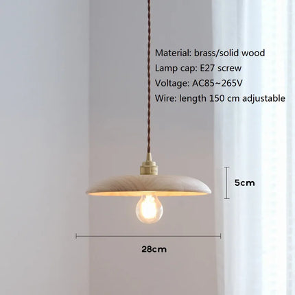 Suspension LED en bois et laiton au design nordique moderne — LZ4X9P2