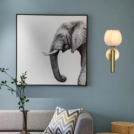 Applique murale Art déco en marbre et laiton forme fleur — LZ4G7XQ