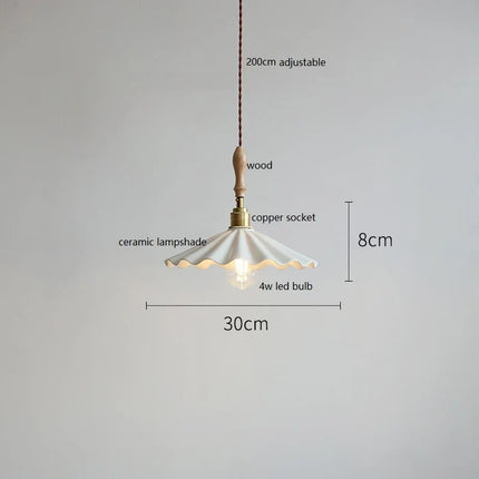 Suspension japonaise vintage en céramique et bois de frêne — LZ4X9P7