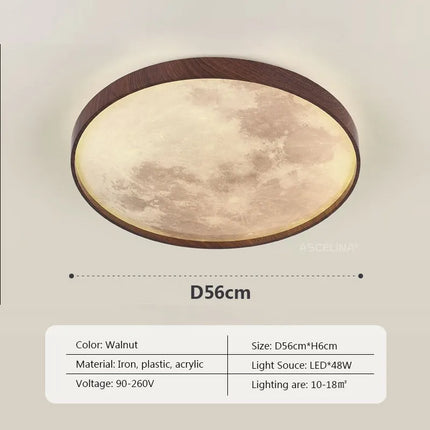 Plafonnier LED nordique en bois forme lune — LZ4X9T1