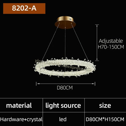 Lustre suspendu en cristal à motifs fleurs de glace élégant — LZ4XJ9