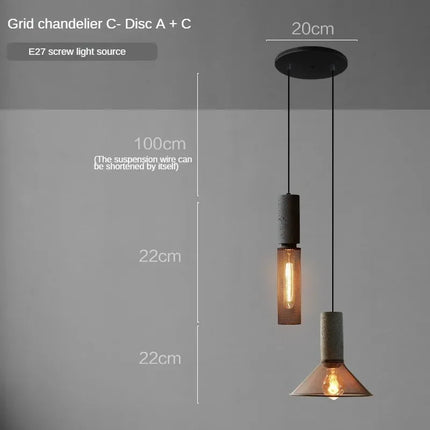 Suspension en ciment avec abat-jour en fer forgé style loft industriel — LZ4X9P2