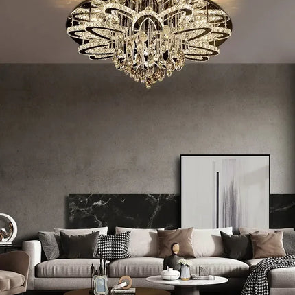 Plafonnier LED moderne en cristal et acier inoxydable pour intérieur — LZ4X9T2