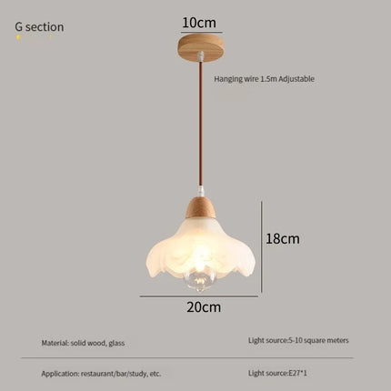 Lustre suspendu moderne en bois et verre style nordique LED — LZ4X9Q