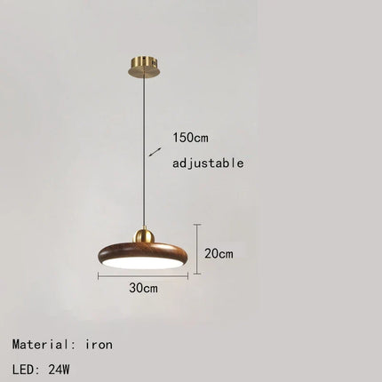 Lustre suspension en fer effet grain de bois avec variateur — LZ4P9XQ