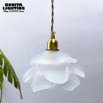 Suspension rétro en verre aux pétales design fait main — LZ4F9Q2