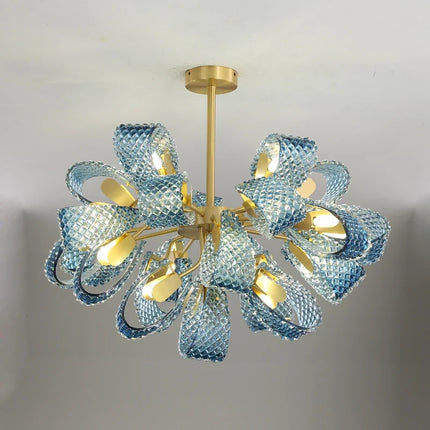 Lustre artistique en verre cristal avec LED dorée — LZ4X9TQ