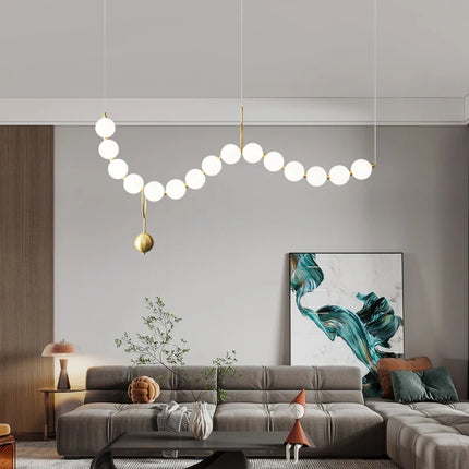 Lustre suspension blanc en acrylique orné de perles — LZ4X9Q2