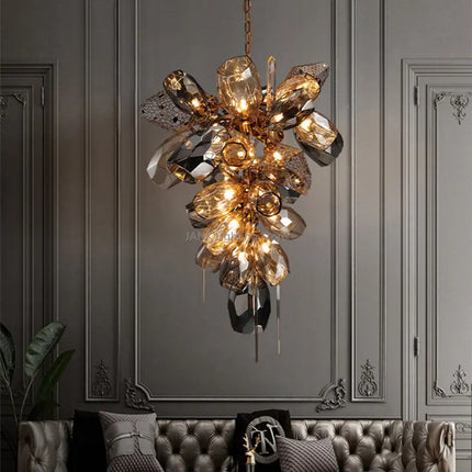 Lustre moderne en acier inoxydable avec cristal et LED intégrée — LZ4P9XQ