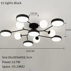 11 lumières noires / 3 couleurs modifiables