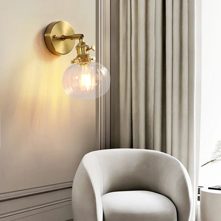 Applique murale nordique en cuivre avec abat-jour en verre LED — LZ4X9T2