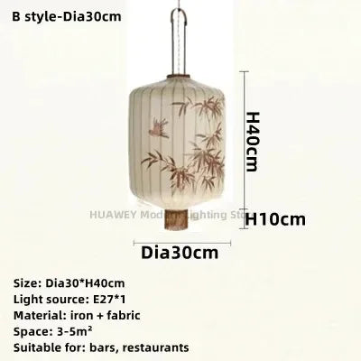 Lustre suspension en tissu rétro pour restaurant et balcon — LZ4P9X