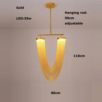 Lustre LED dimmable en aluminium doré style art déco moderne — LZ4X9P