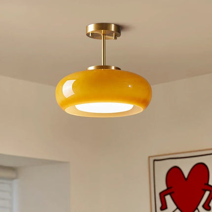 Plafonnier LED moderne style nordique cuivre et verre pour salon — LZ4X9T1