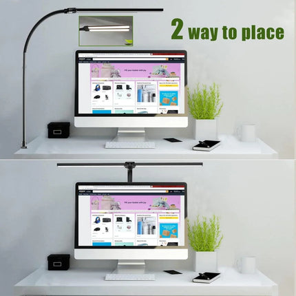 Lampe de bureau LED à pince double tête réglable — LZ4P7XQ