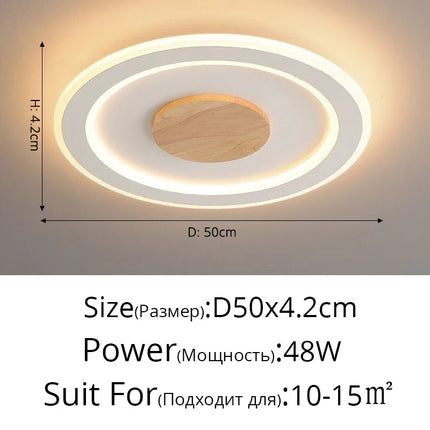 Plafonnier LED ultra-mince en bois massif style nordique moderne — LZ4XJ9