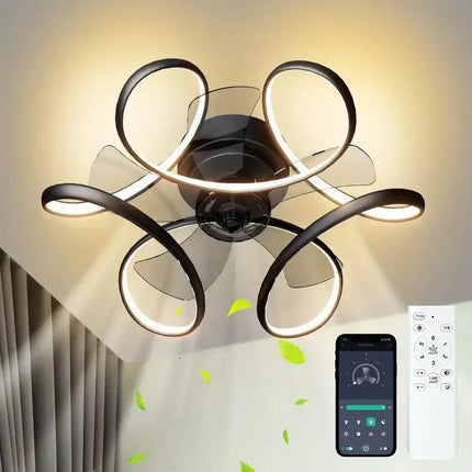 Plafonnier LED moderne silencieux avec télécommande et lumière colorée — LZ4X9P