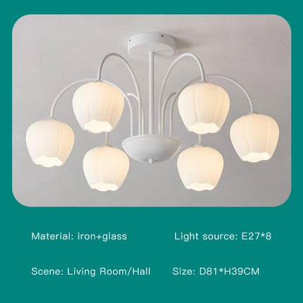 Lustre en verre à pétales pour décoration intérieure kawaii — LZ4X9T