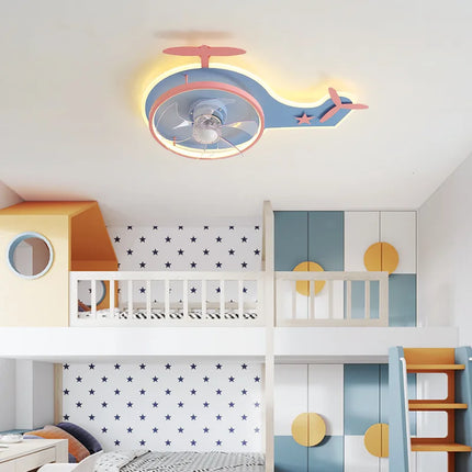 Plafonnier LED ventilateur avion pour enfant avec télécommande réglable — LZ4X9T
