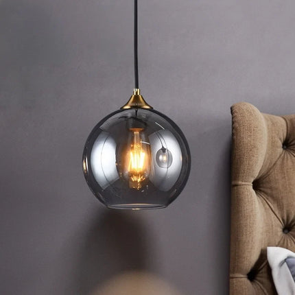 Lustre suspension nordique en verre fumé simple et luxueux — LZ4X9T2