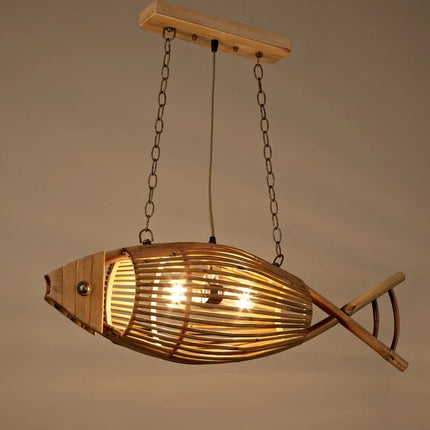 Applique murale rétro en bambou tissé forme poisson pour café et hôtel — LZ4N7Q2
