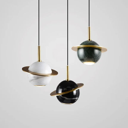 Lustre circulaire en marbre naturel style nordique pour bars et restaurants — LZ4X7Q9J