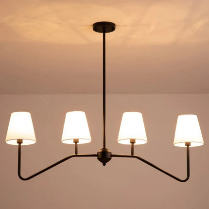 Lustre classique or poli avec abat-jour en lin blanc pour chambre — LZ4X9T2