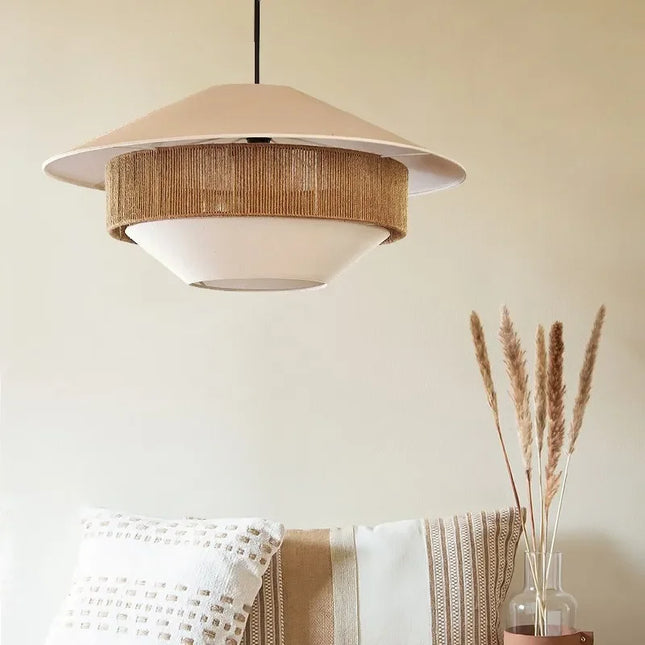 Suspension vintage tissée main en corde de chanvre style wabi-sabi — LZ4X9T2