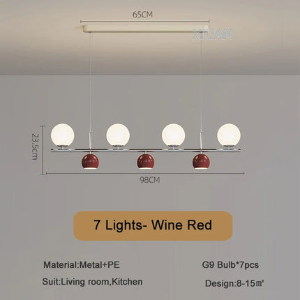 lustre long led suspendu avec abat-jour boule ronde