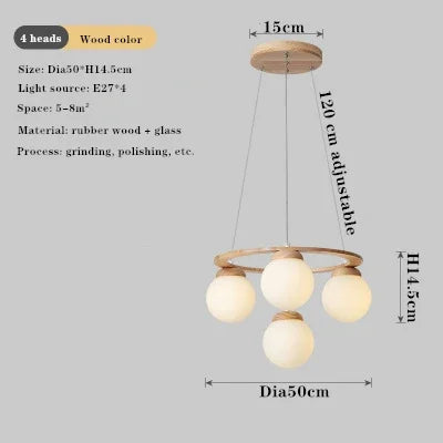 Lustre LED multi-têtes en verre pour intérieur moderne — LZ4X9P2