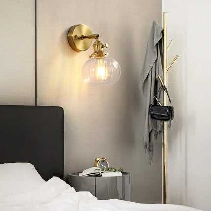 Applique murale nordique en cuivre avec abat-jour en verre LED — LZ4X9T2
