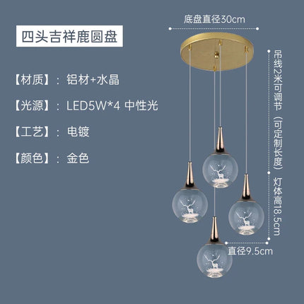 Lustre moderne en cristal décor animaux pour intérieur — LZ4X9M