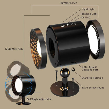 Applique murale LED rechargeable sans fil avec télécommande et chargement USB — LZ4X9T2