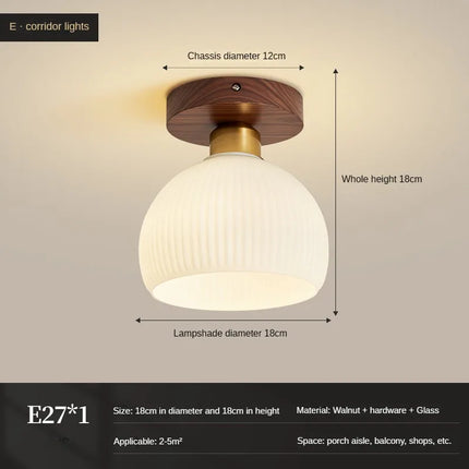 Plafonnier vintage en verre et noyer pour éclairage intérieur — LZ4D7XQ