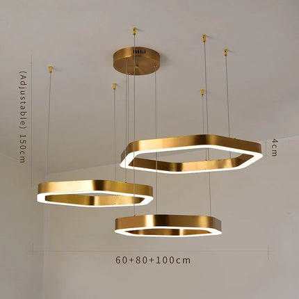 Lustre suspension hexagonal moderne en acier inoxydable — LZ4X9T
