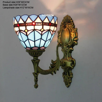 Applique murale décorative en verre avec fleurs turques et abat-jour baroque — LZ4X9T2