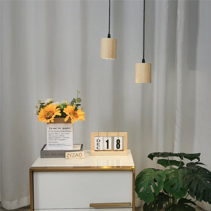 Suspension nordique créative en bois massif moderne — LZ4X9T