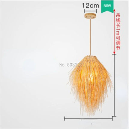 Lustre suspension en rotin tressé style chapeau de paille — LZ4X9P2