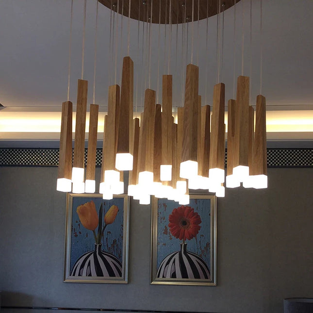 Lustre suspendu moderne en bois pour tous espaces — LZ4N7Q2