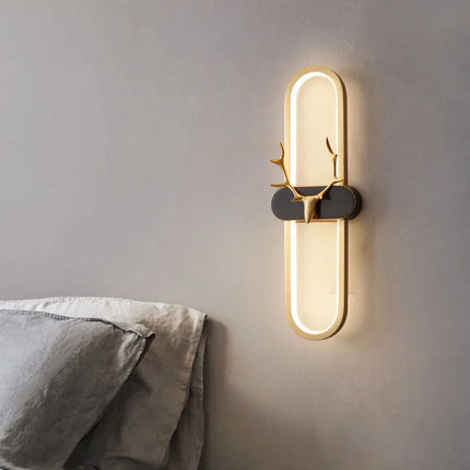 Applique murale nordique tête de cerf en cuivre à intensité variable — LZ4X9Q2