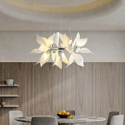 Lustre carré en céramique suspendu avec pétales de fleurs — LZ4X9T