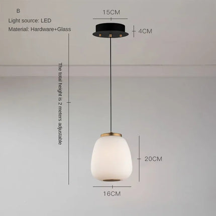 Lustre LED en verre au design minimaliste artistique pour intérieur créatif — LZ4X9T