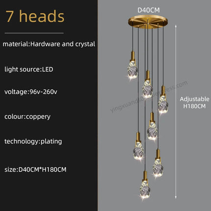 Lustre moderne en cristal pour escalier colimaçon — LZ4X9Q7