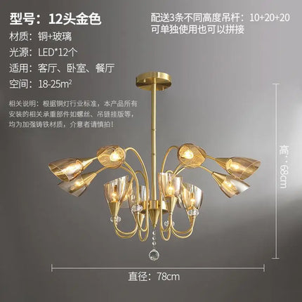 Lustre nordique en cristal avec éclairage rétro moderne — LZ4X9QJ