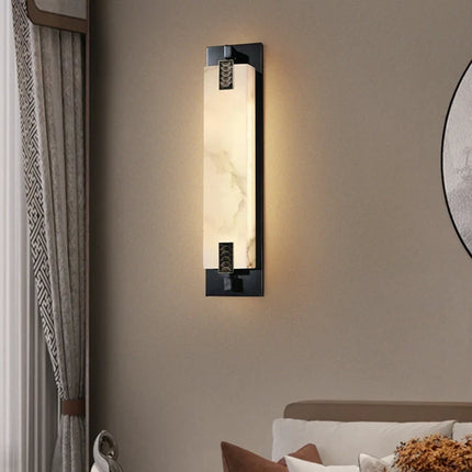 Applique murale LED en laiton et marbre style néo-chinois — LZ4P9XJ
