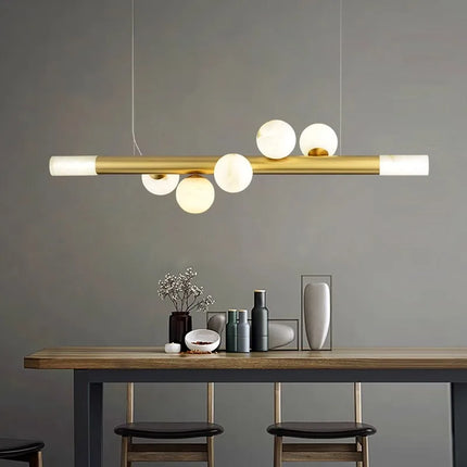 Lustre long en marbre véritable style post-moderne — LZ4X9T2
