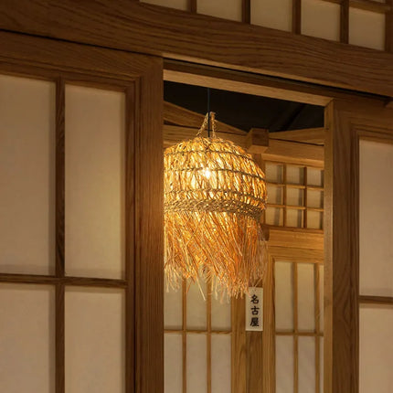 Lustre suspension en bambou tissé pour ambiance zen — LZ4X9QJ2