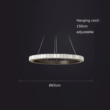 Lustre LED postmoderne anneaux ronds marbre noir et or pour salle à manger — LZ4P9XQ
